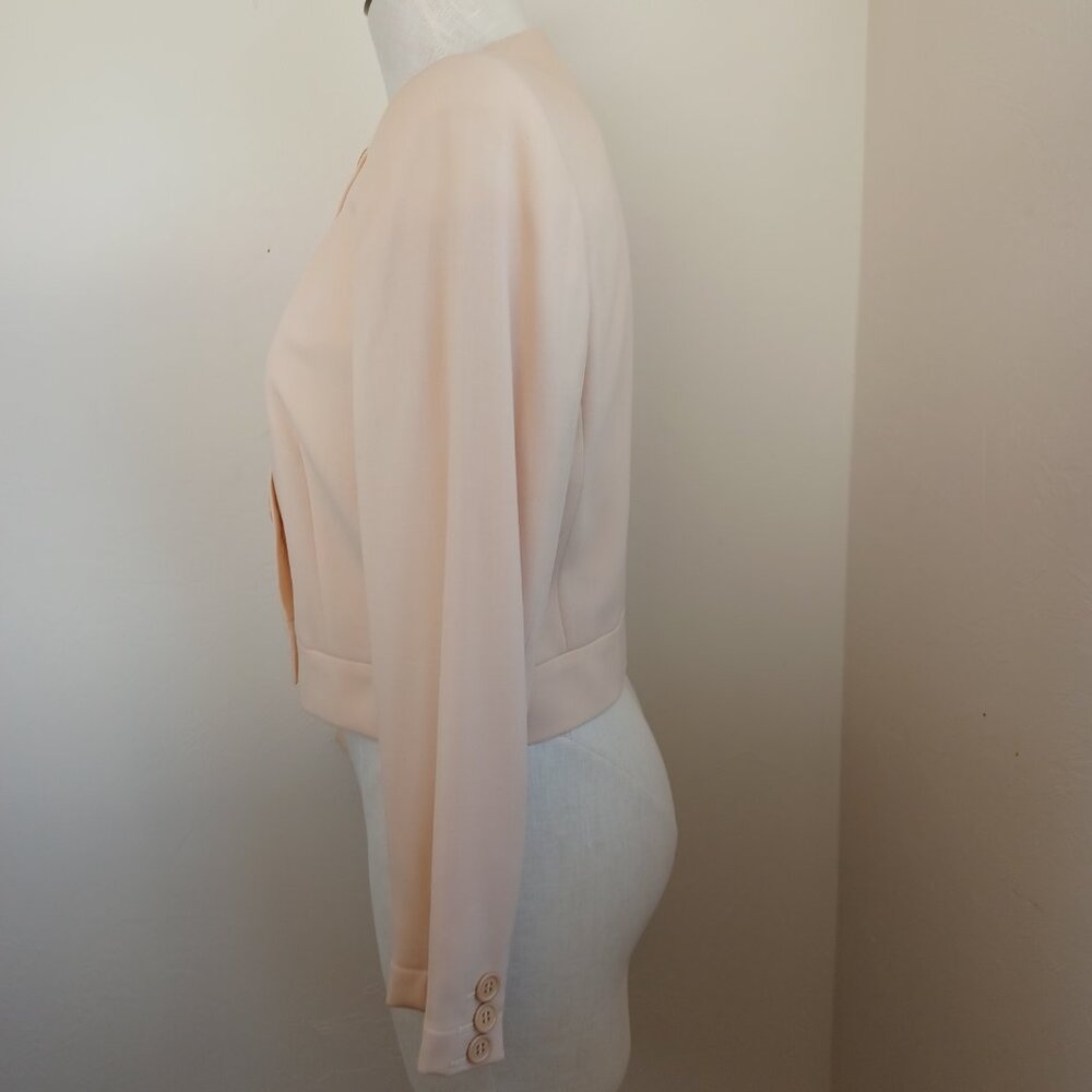 Giorgio Armani Le Collezioni Wool Blazer Womens 8 Cropped Length Cream Peach - Picture 3 of 13